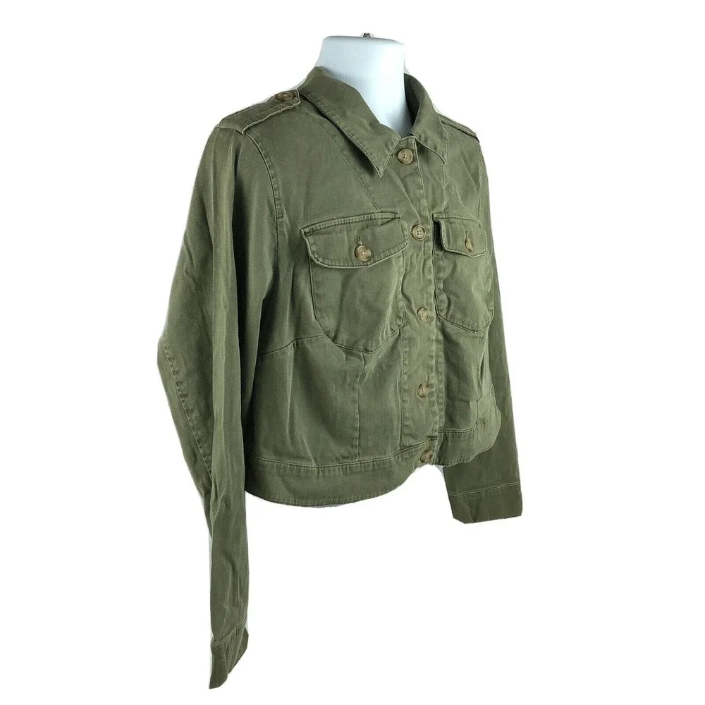 Torrid Women's Green Fashion‎ Stretch Jacket Size 2 Big Button Olive Green Boxy
